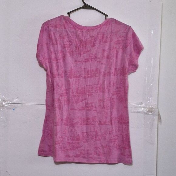 A Batman Emblem Women's Pink T-shirt Studded Sparkly Comic Print Casual XL - Picture 8 of 8